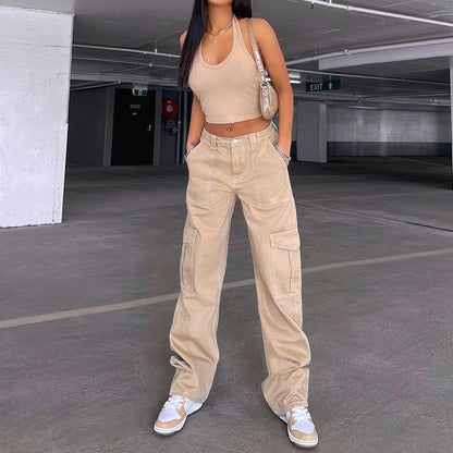 Straight Leg High Waist Denim Pants