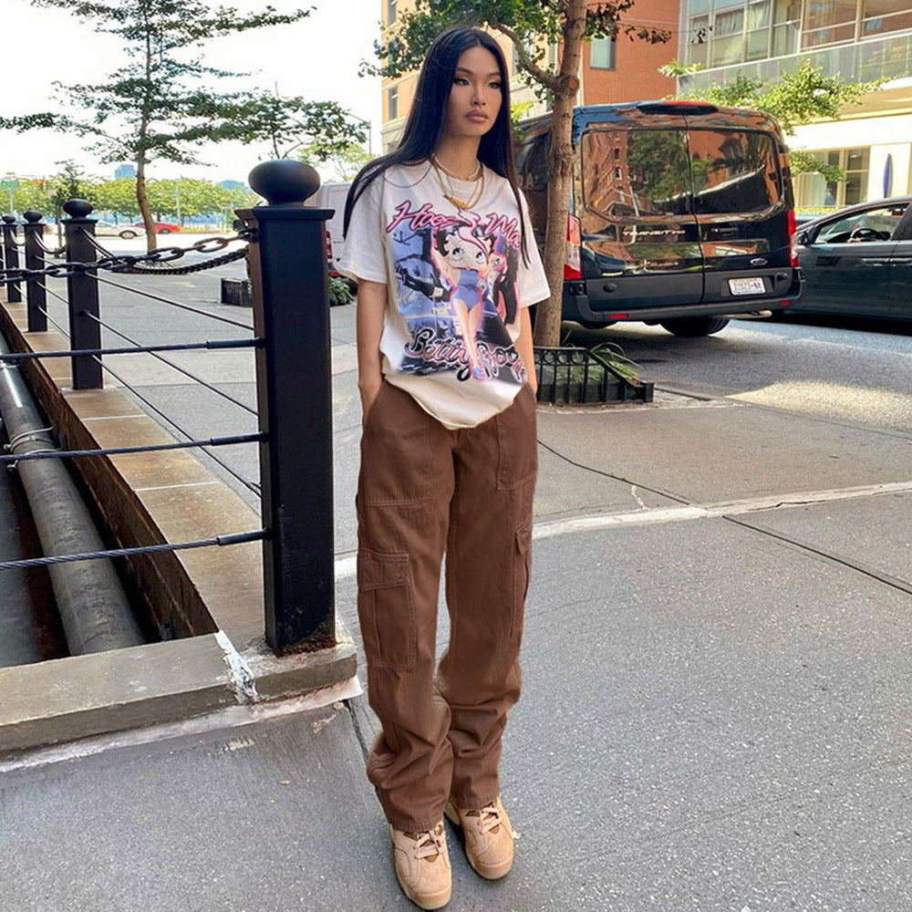 Straight Leg High Waist Denim Pants