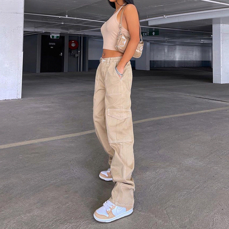 Straight Leg High Waist Denim Pants