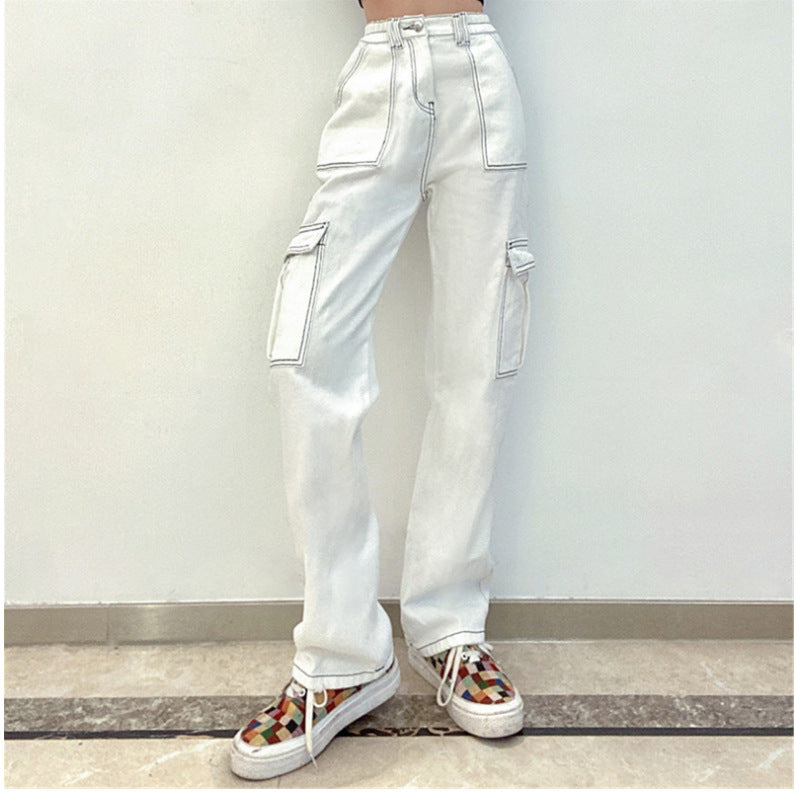 Straight Leg High Waist Denim Pants