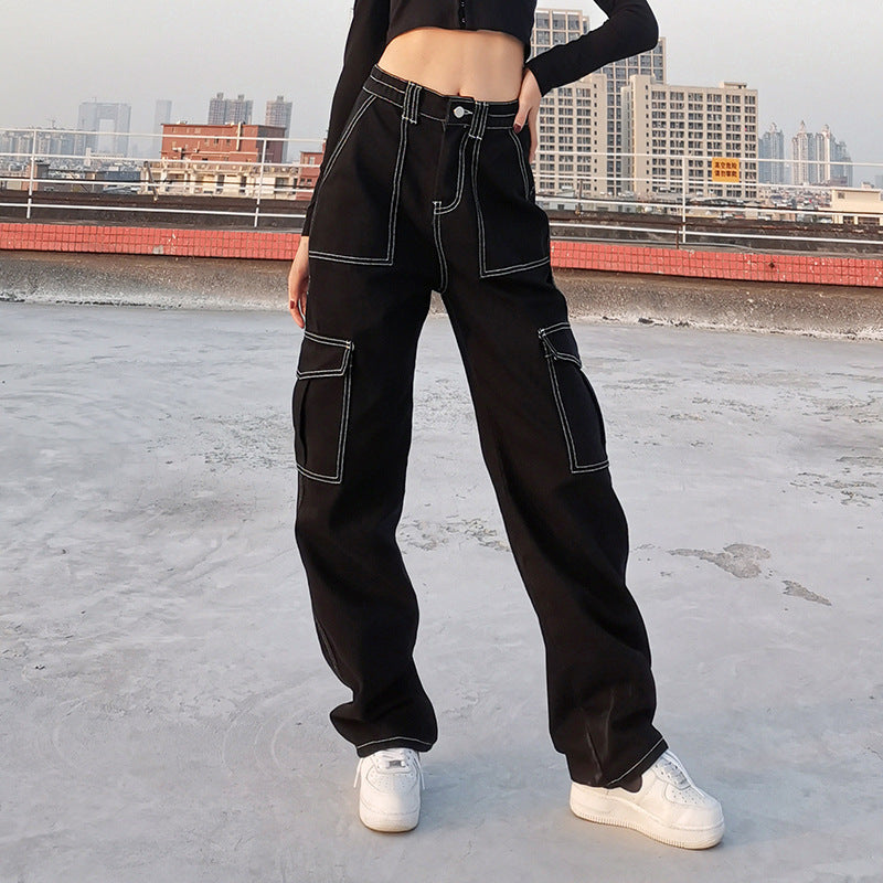 Straight Leg High Waist Denim Pants