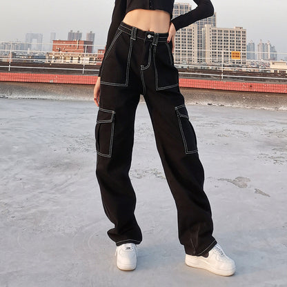 Straight Leg High Waist Denim Pants