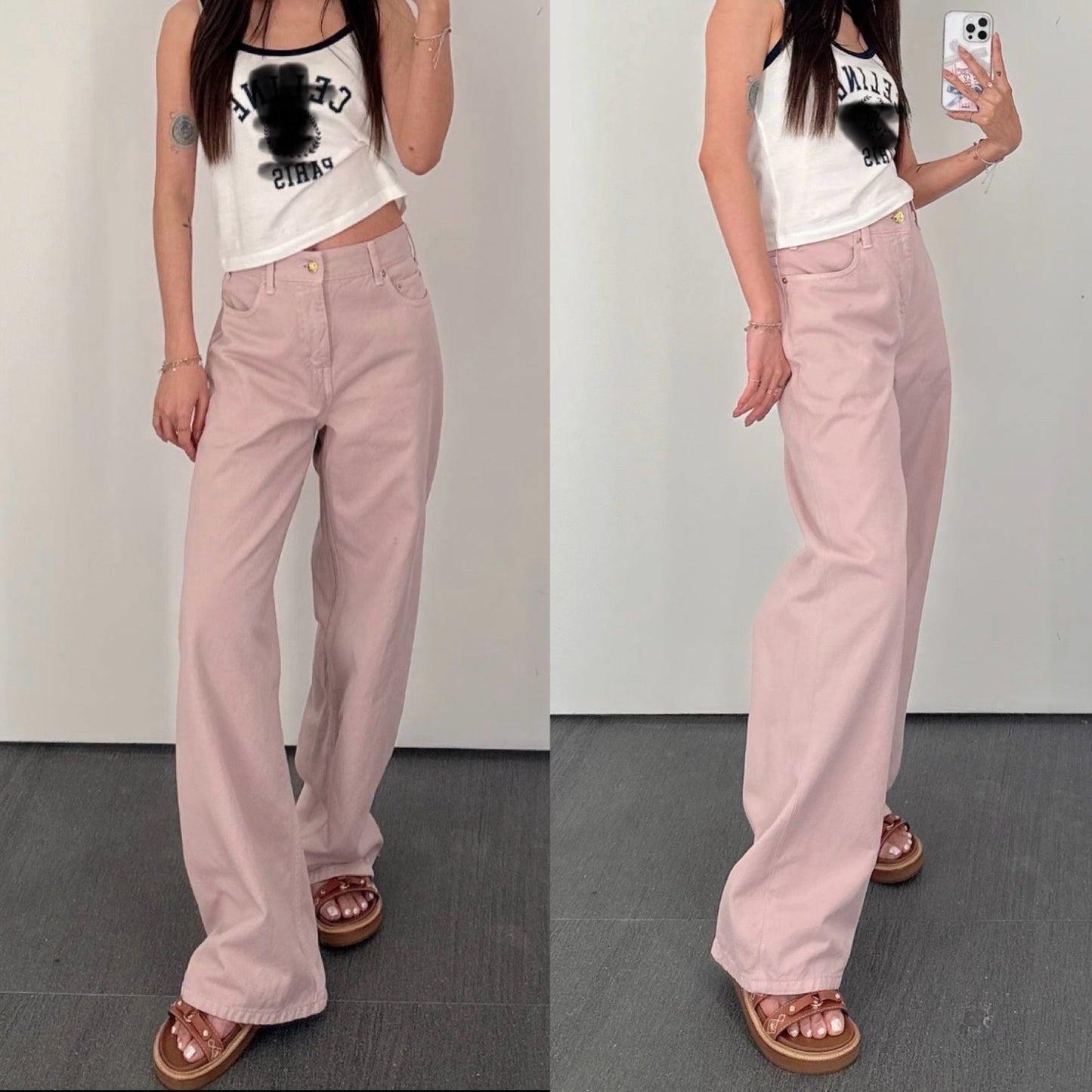 Straight Leg High Waist Denim Pants