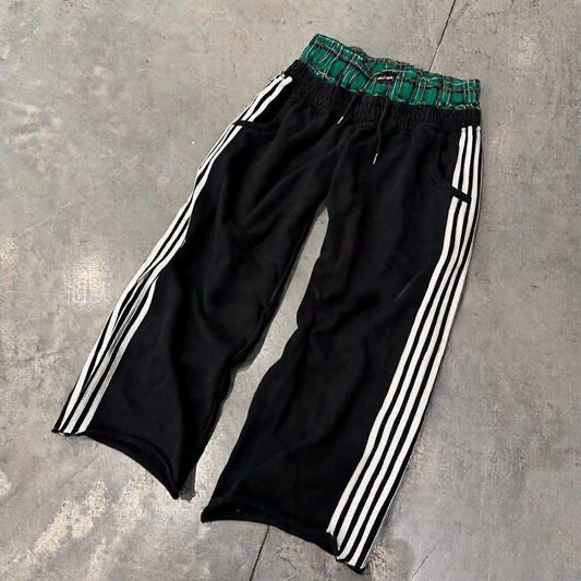 Straight-leg high-waisted hip-hop sportswear pants