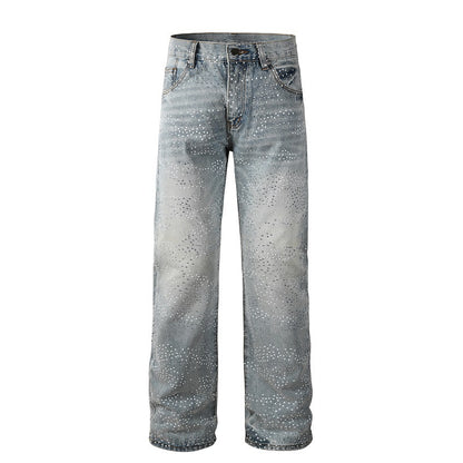 Straight-leg loose-fitting men's jeans