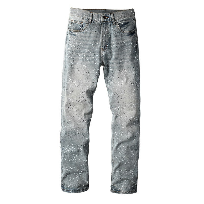 Straight-leg loose-fitting men's jeans