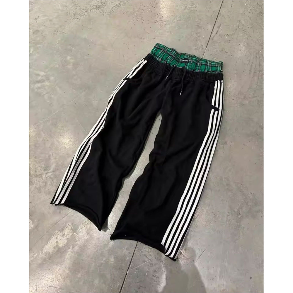 Straight-leg pants, high-waisted hip-hop sportswear pants