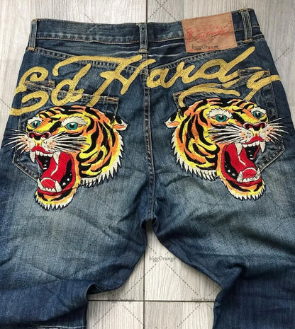 Straight-leg retro loose wide-leg jeans