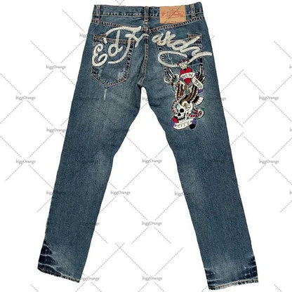 Straight-leg retro loose wide-leg jeans