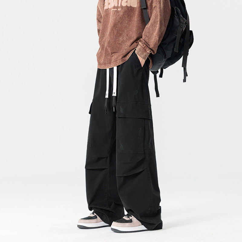 Straight-leg wide-leg casual work pants