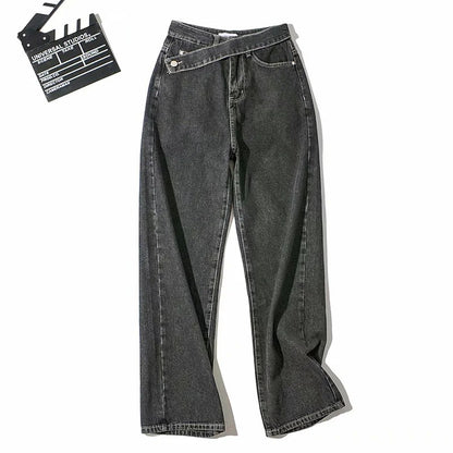 Straight-leg wide-leg floor-length jeans