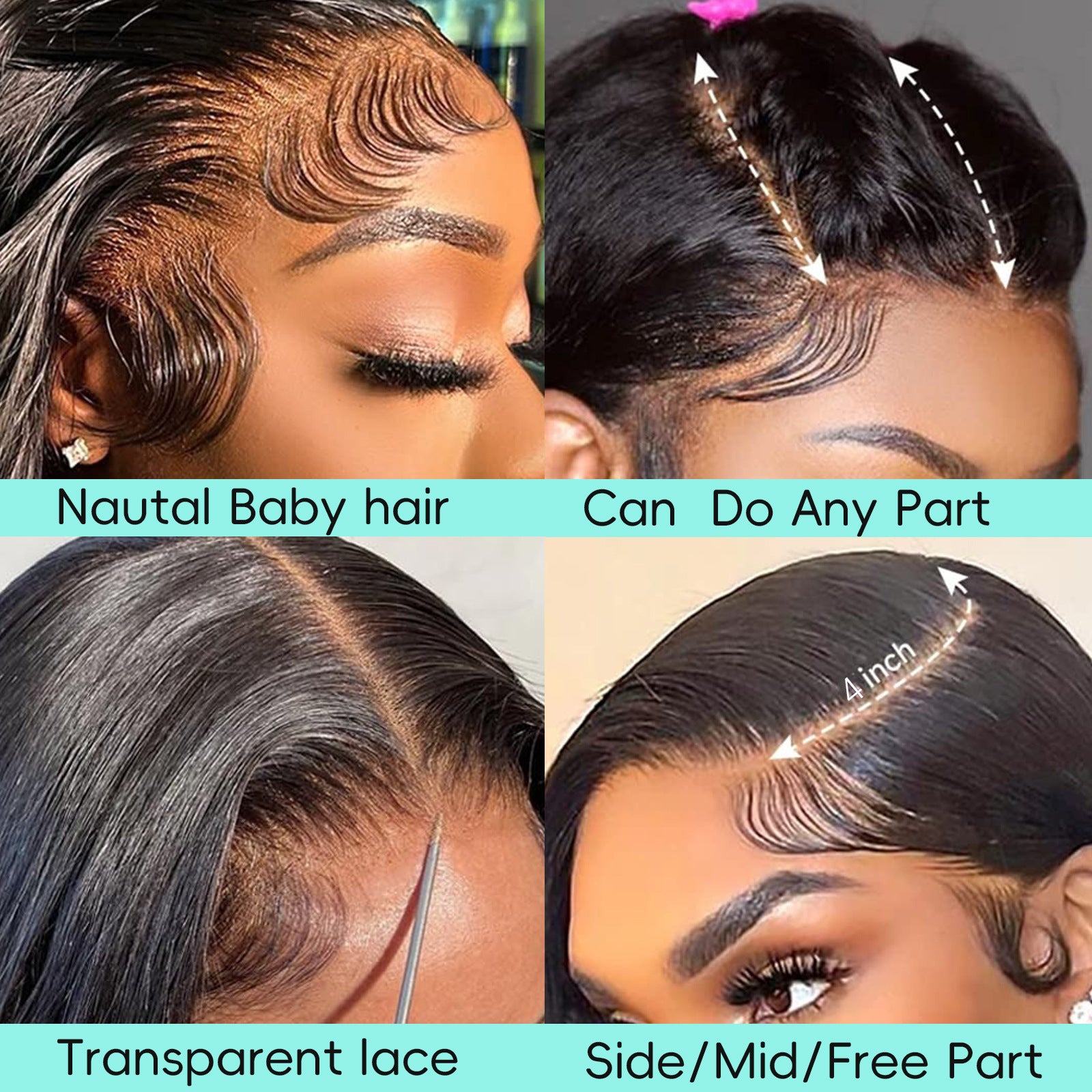Straight natural color wig