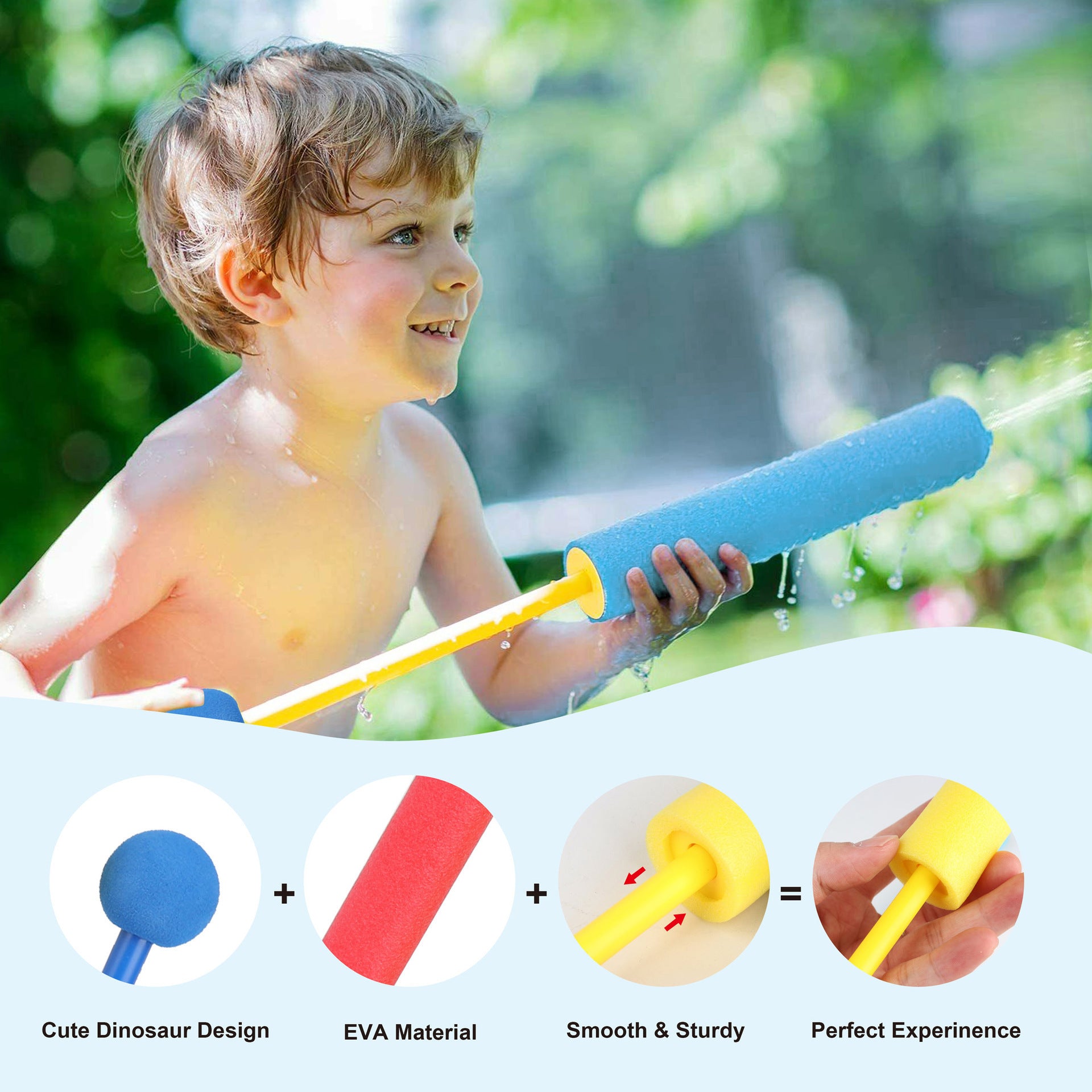 Straight tube foam water play pull-out toy