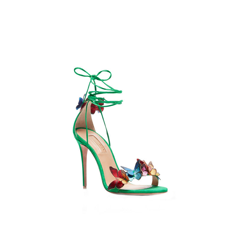 Strap butterfly high heels