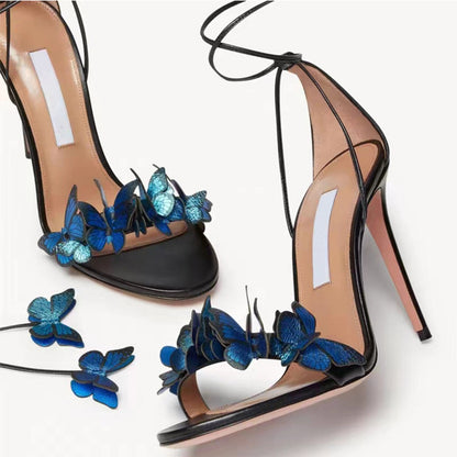 Strap butterfly high heels