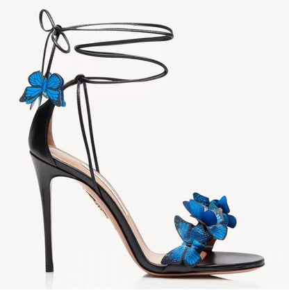 Strap butterfly high heels
