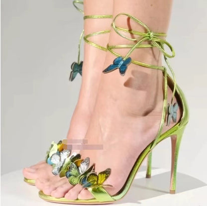 Strap butterfly high heels