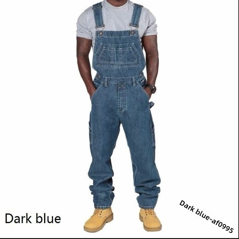 Strap-denim trousers