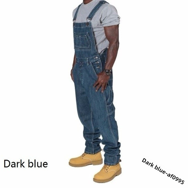Strap-denim trousers