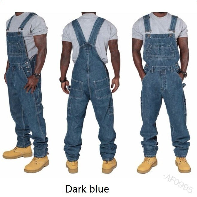 Strap-denim trousers