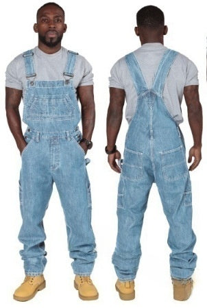 Strap-denim trousers