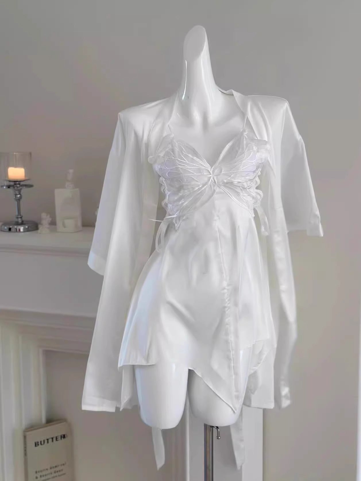 Strap ice silk nightgown