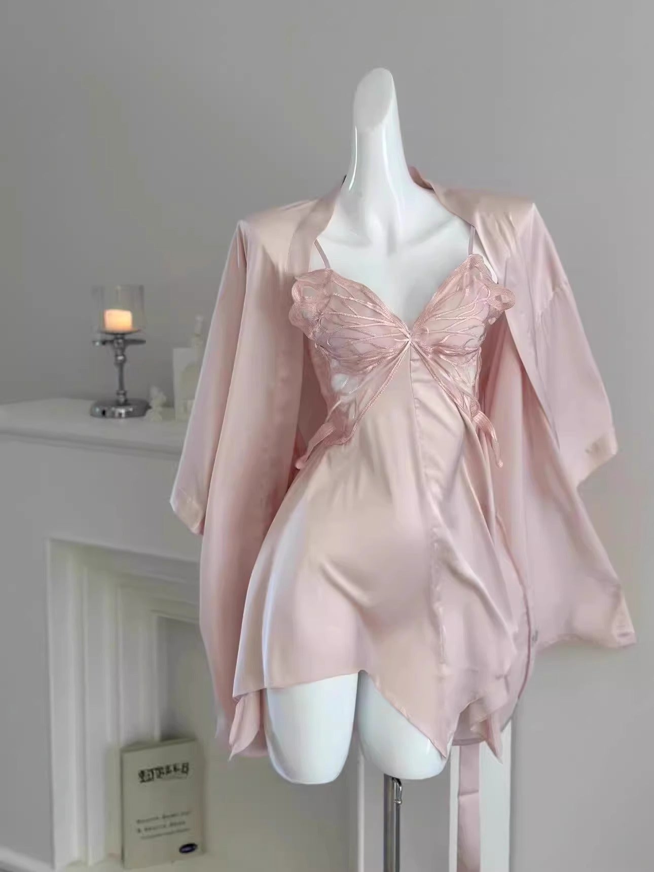 Strap ice silk nightgown