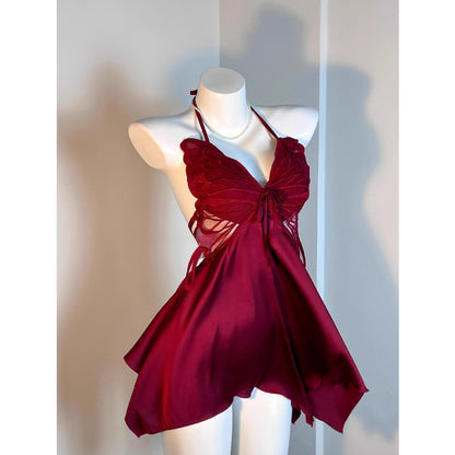 Strap ice silk nightgown