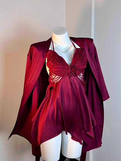 Strap ice silk nightgown