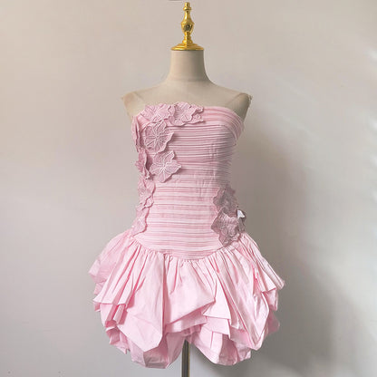 Strapless 3D Flounce Short Skirt