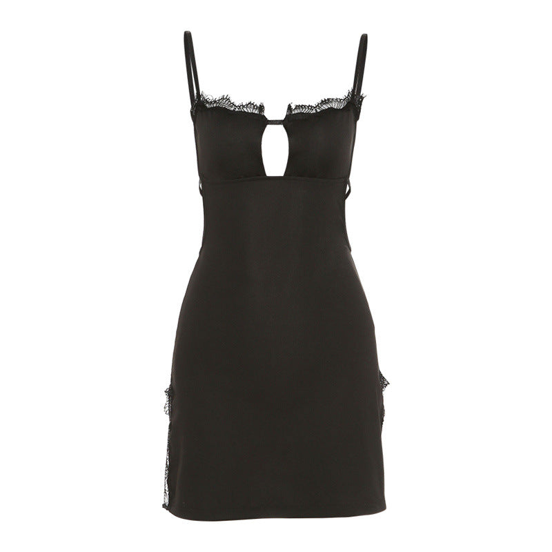 Strapless backless slit dress