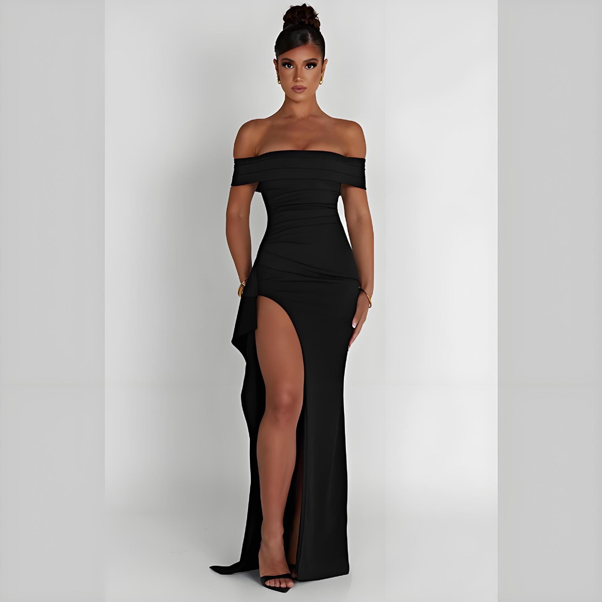 Strapless Backless Slit Long Dress