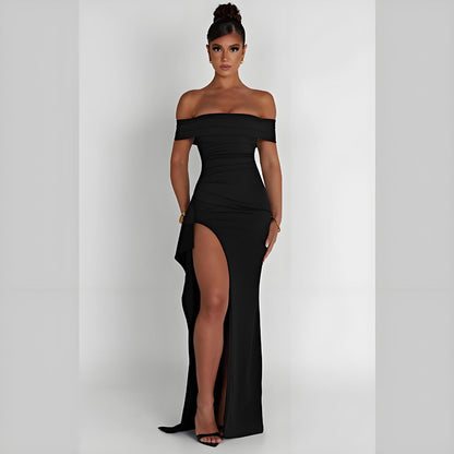 Strapless Backless Slit Long Dress