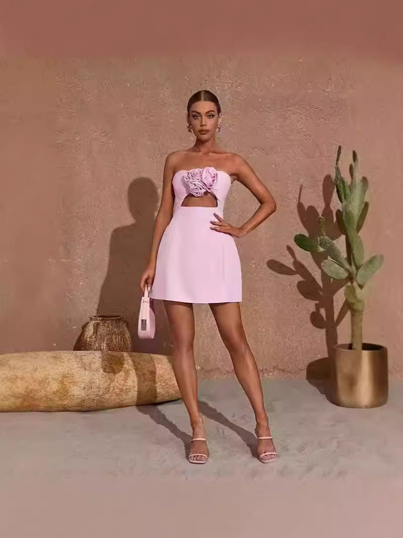 Strapless Corsage Midi Dress