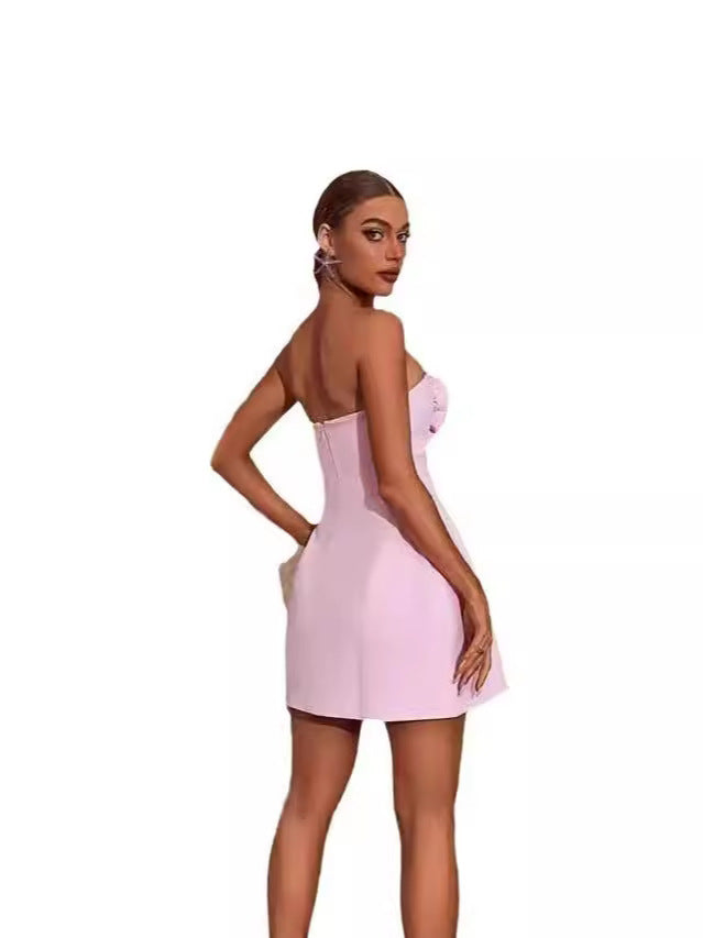 Strapless Corsage Midi Dress