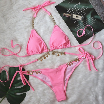 Strapless crystal diamond bikini