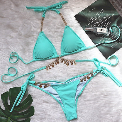 Strapless crystal diamond bikini