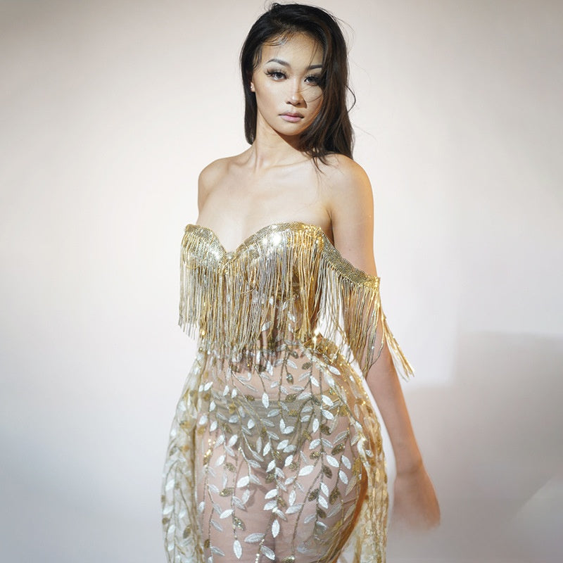 Strapless Diamond Embellished Bodycon Dress