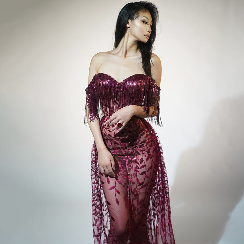 Strapless Diamond Embellished Bodycon Dress