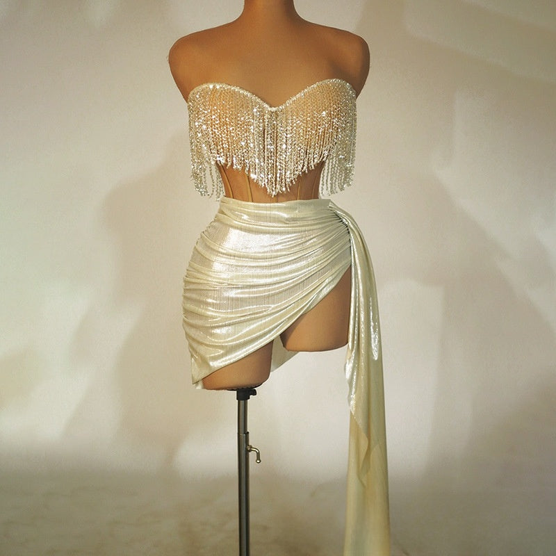 Strapless Diamond Embellished Bodycon Dress