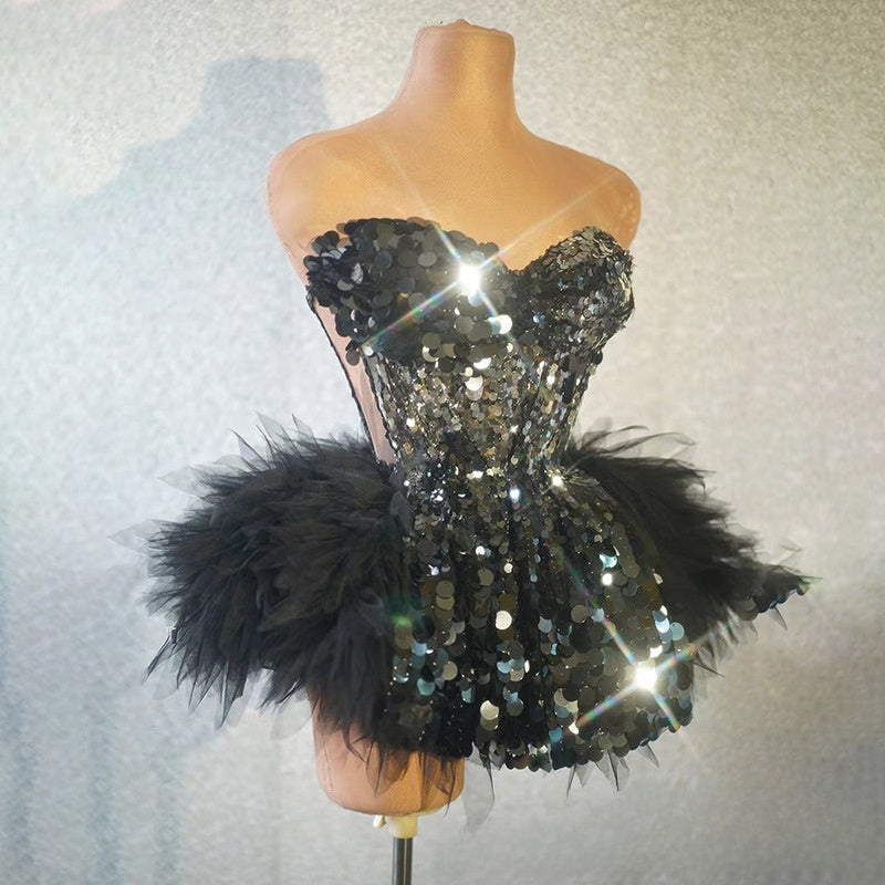 Strapless Diamond Embellished Bodycon Dress