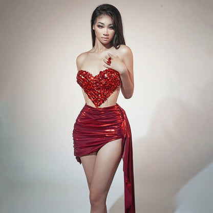 Strapless Diamond Embellished Bodycon Dress