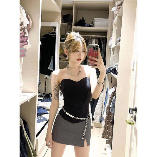 Strapless fishnet bodysuit for women