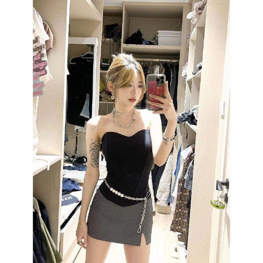 Strapless fishnet bodysuit for women