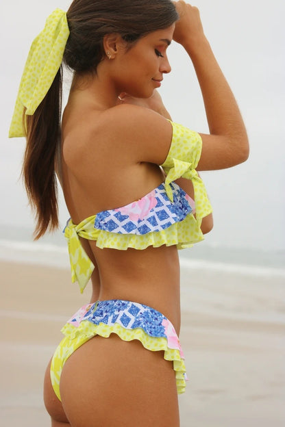 Strapless Floral Print Bikini Set