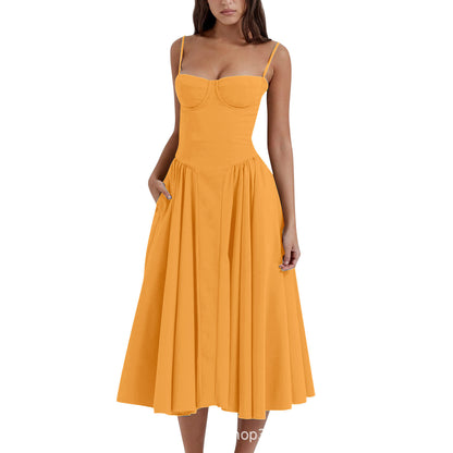 Strapless Floral Print High Waist Dress