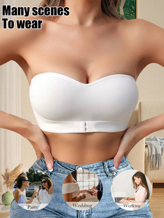 Strapless Front Clasp Side Gathering Bra
