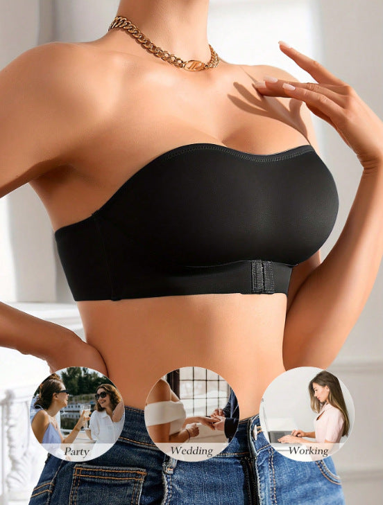 Strapless Front Clasp Side Gathering Bra