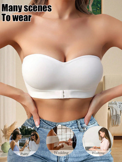 Strapless Front Clasp Side Gathering Bra