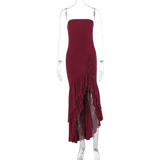 Strapless irregular sleeveless dress